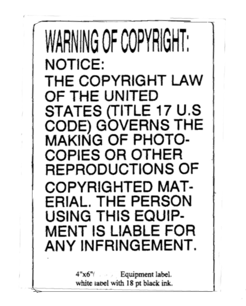 Copyright Warning Labels 4 X6 Wh Blk 10 Pack